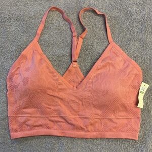 NWT Aerie Seamless Jacquard Padded Longline Bralette - Coral - M